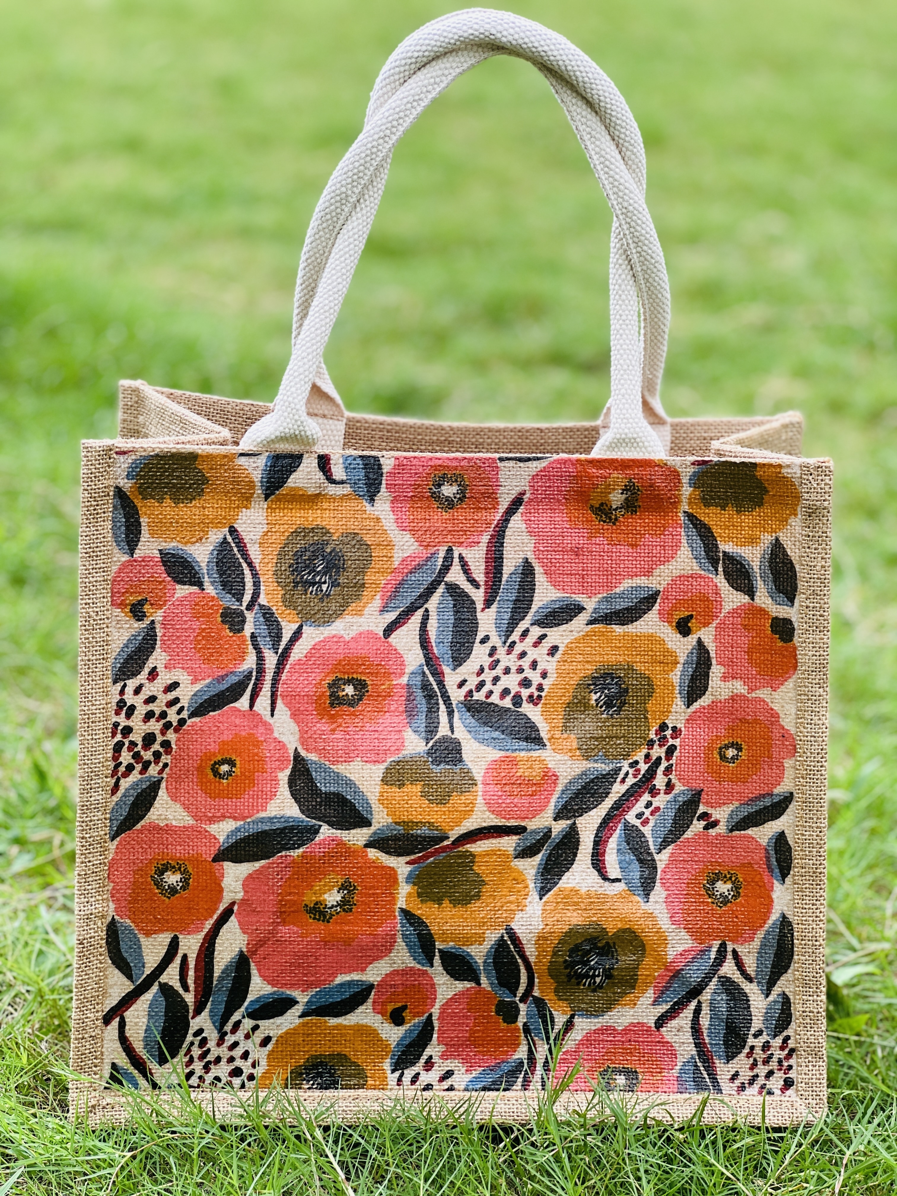 Summer Promotion Jute tote | Marimekko 彩色波波花