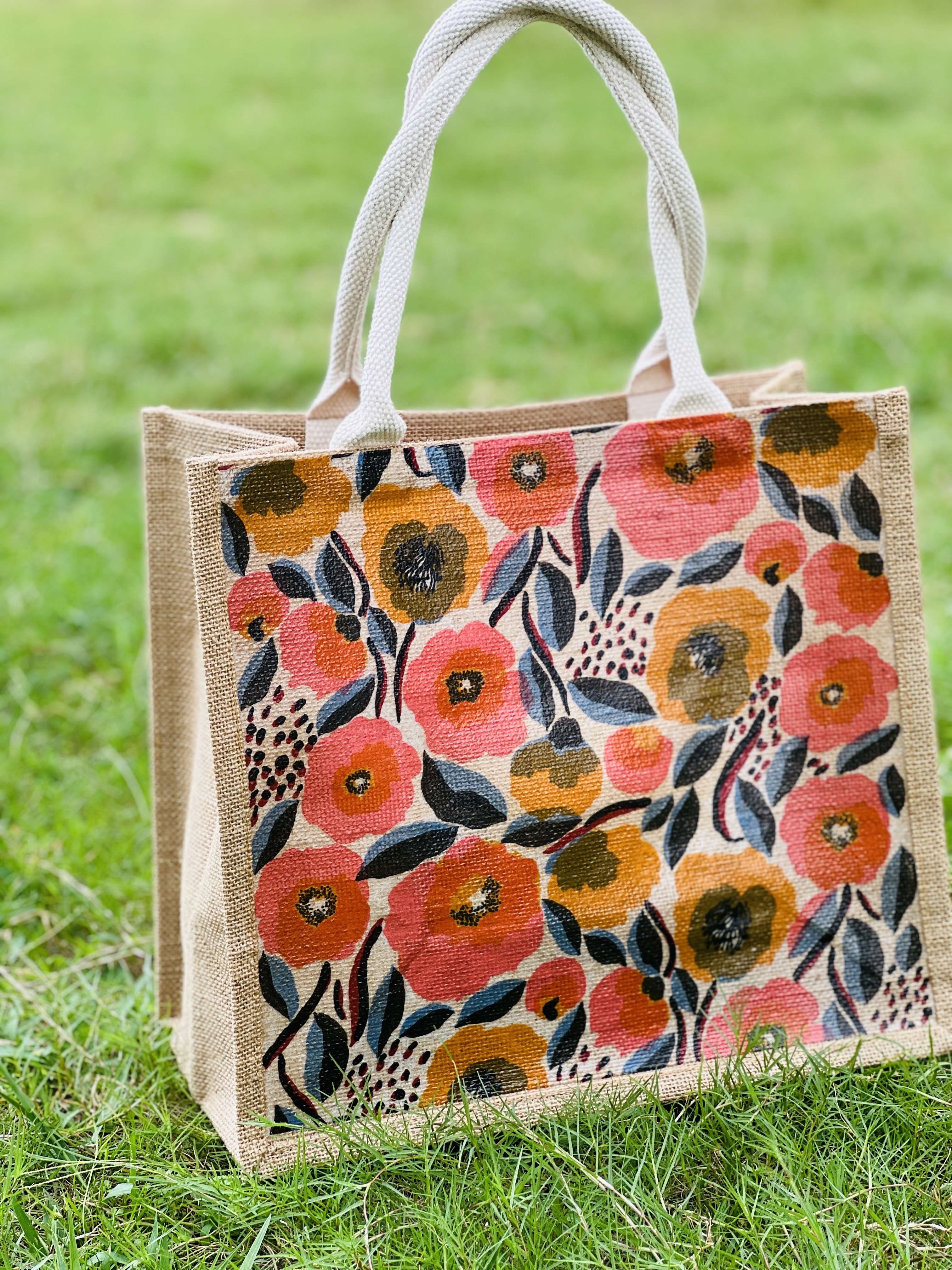 Summer Promotion Jute tote | Marimekko 彩色波波花