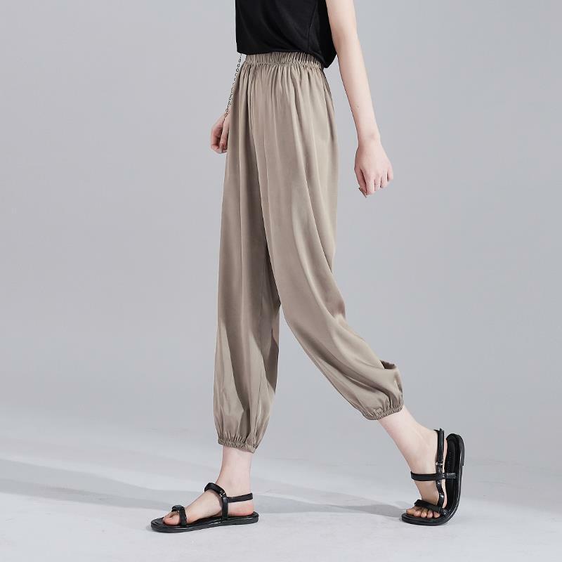 絲緞鬆緊九分褲 三色