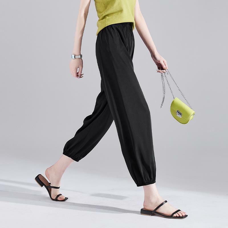 絲緞鬆緊九分褲 三色