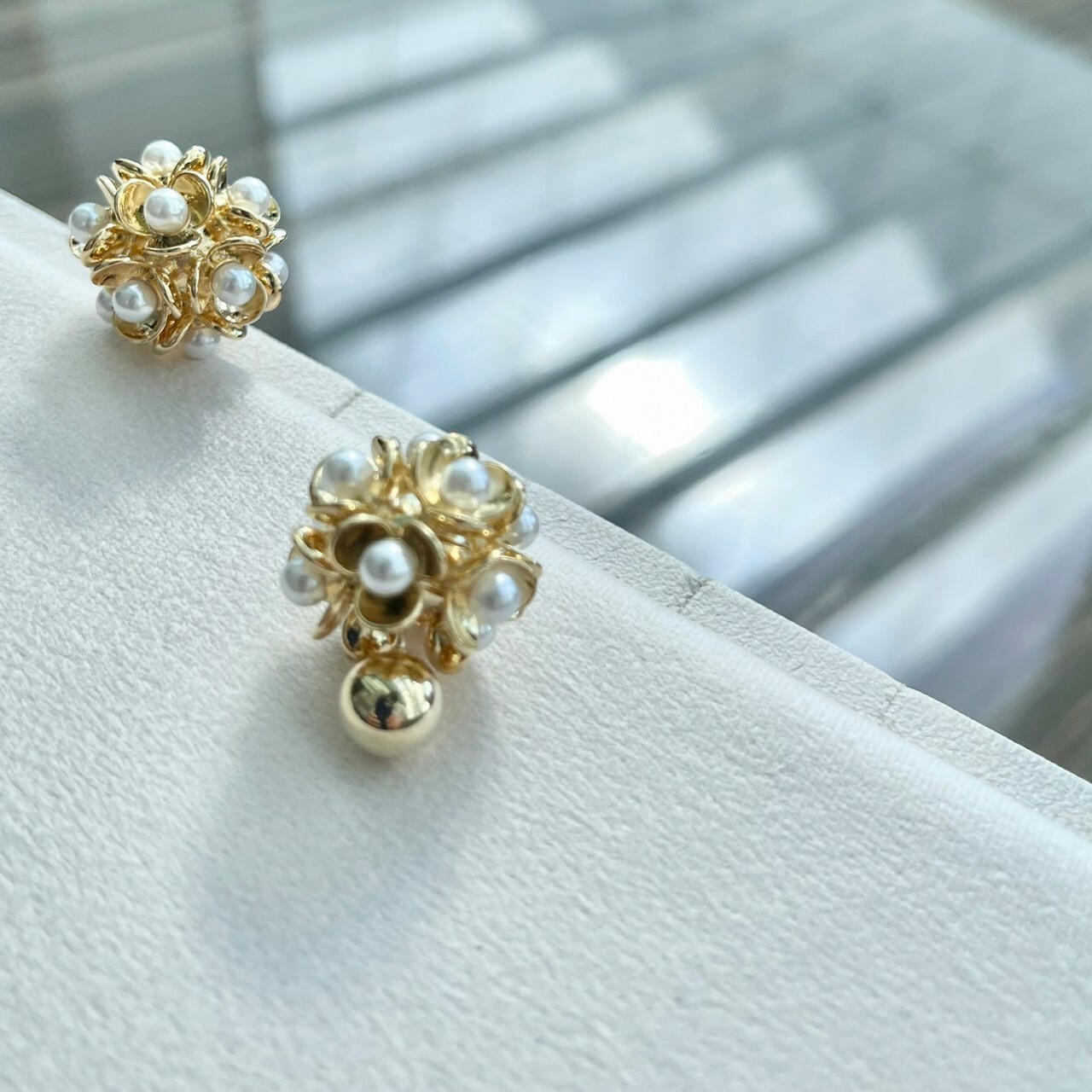 兩戴式圓球珍珠耳釘耳環