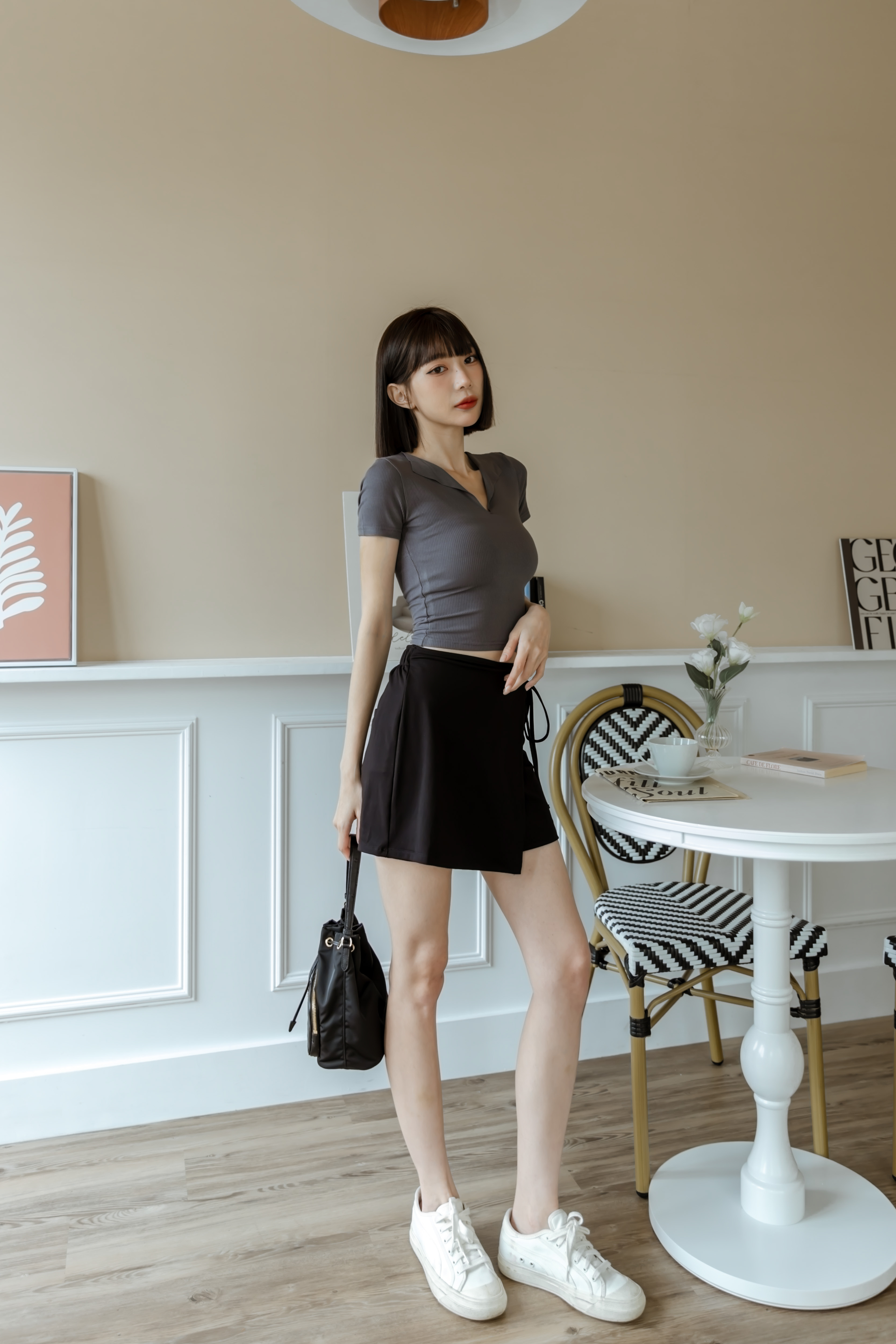 莫代爾棉高彈綁帶褲裙