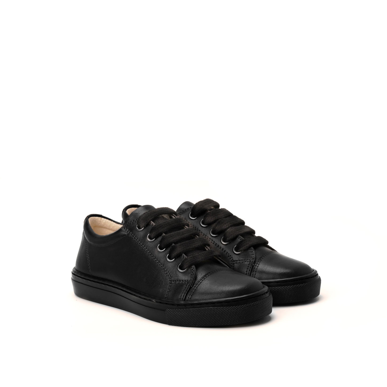 Petasil Peel 2 (內側拉鏈) 黑色學生皮鞋