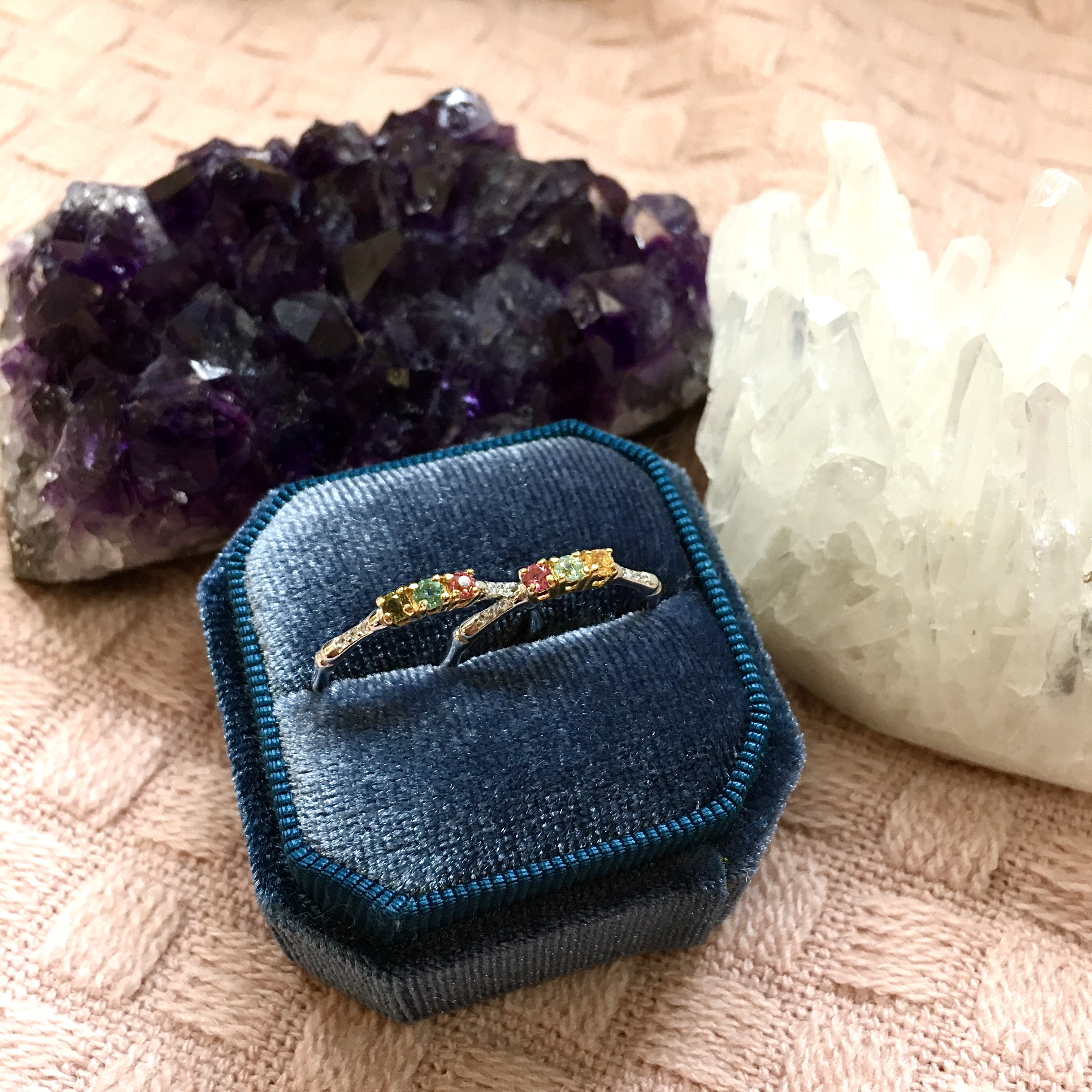 碧璽三色純銀排戒（產品編號：R18002）