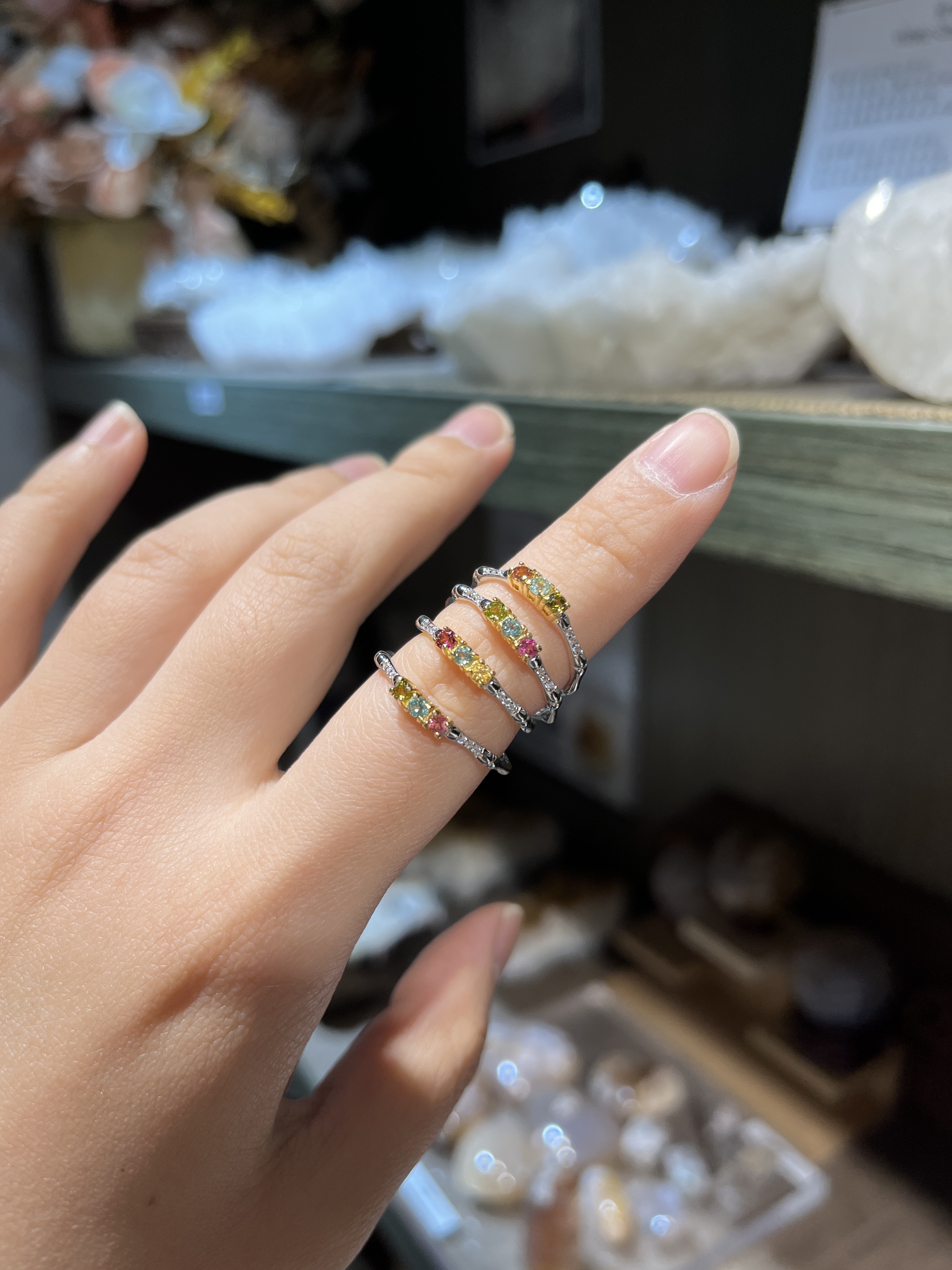 碧璽三色純銀排戒（產品編號：R18002）