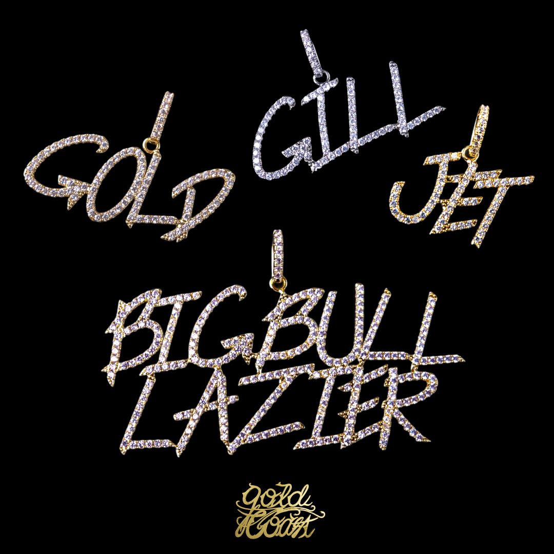 客製化滿鑲草寫筆刷字體 (A-Z) 字母墜飾