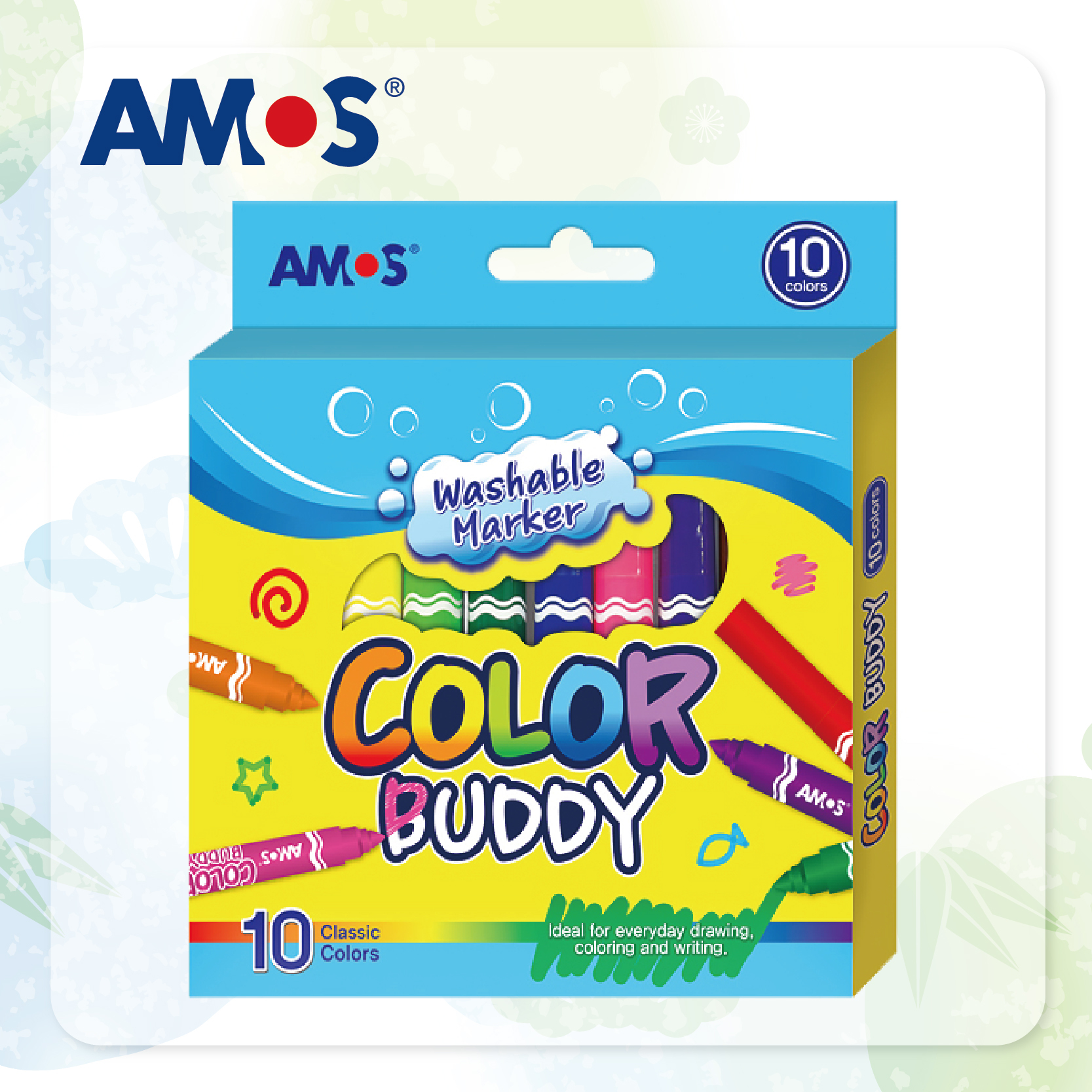 AMOS 10色可清洗粗桿水筆