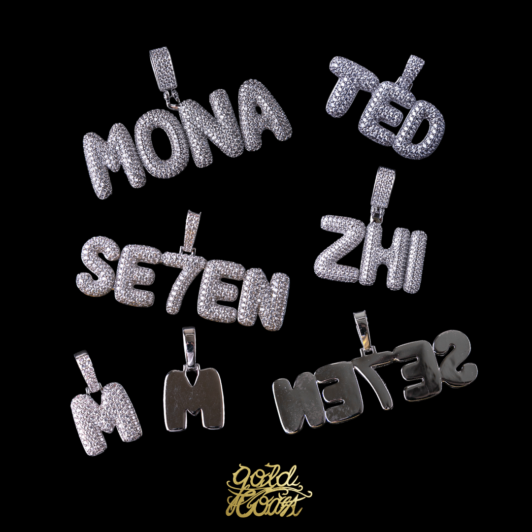 客製化滿鑲實心迷你泡泡字體 (A-Z) 字母墜飾