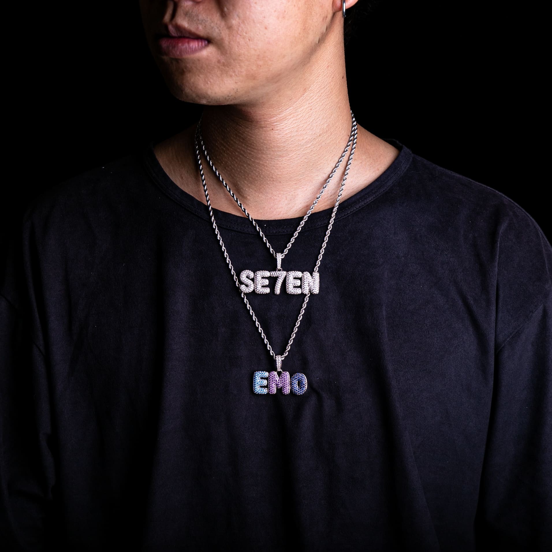 客製化滿鑲實心迷你泡泡字體 (A-Z) 字母墜飾