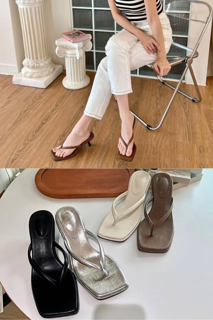 ♡#311-5舒適感100分簡約設計夾腳高跟拖鞋(4色鞋號35-39跟高6cm正常版型)