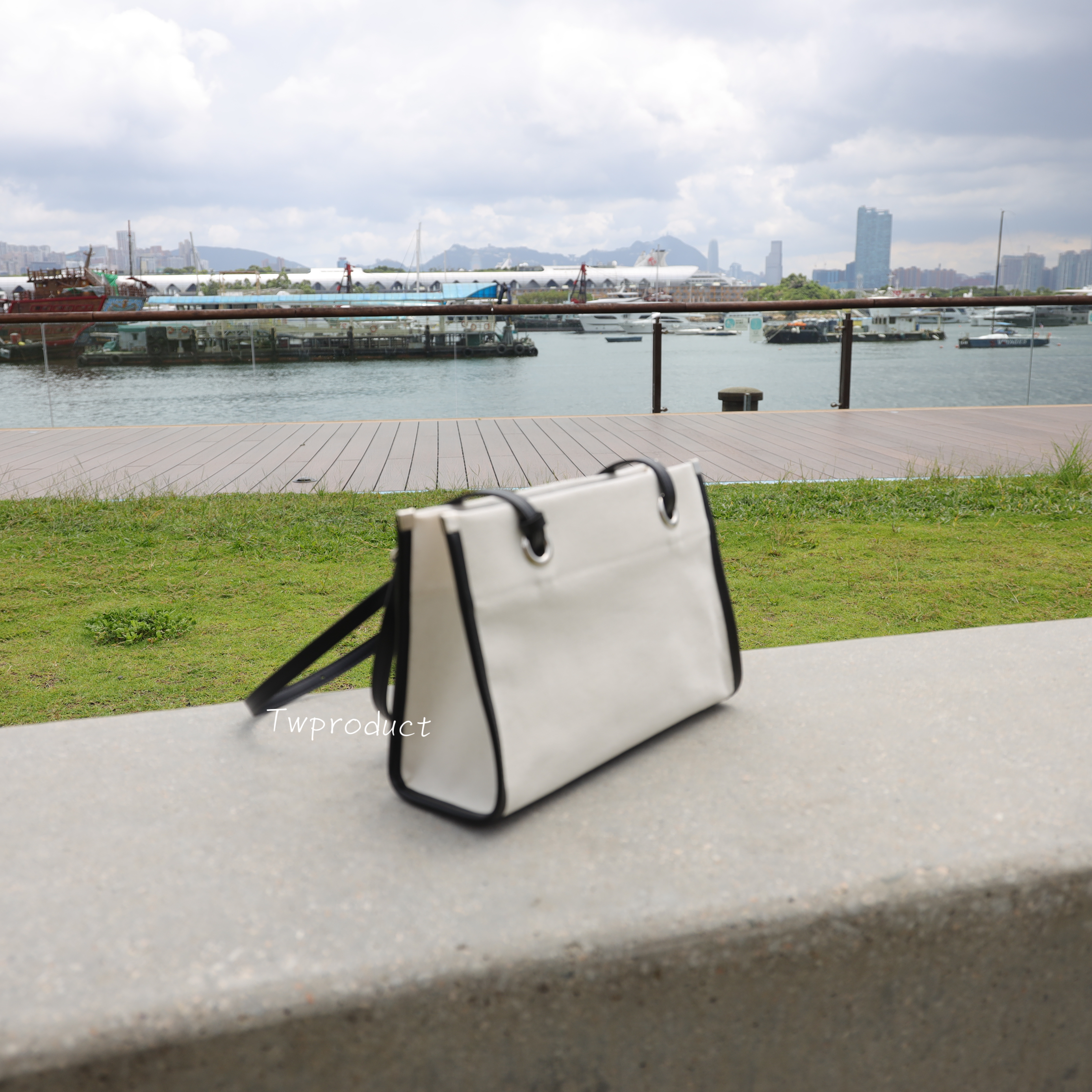 ☀️ ||BA05||帆布長方混皮帶上肩手袋