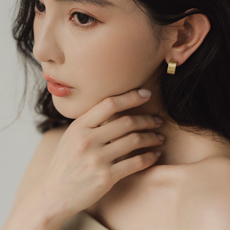 四邊形寬面耳環