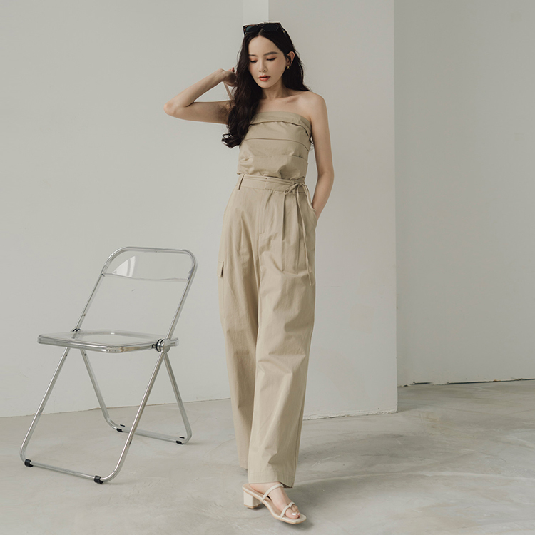 抹胸附綁帶寬褲套裝