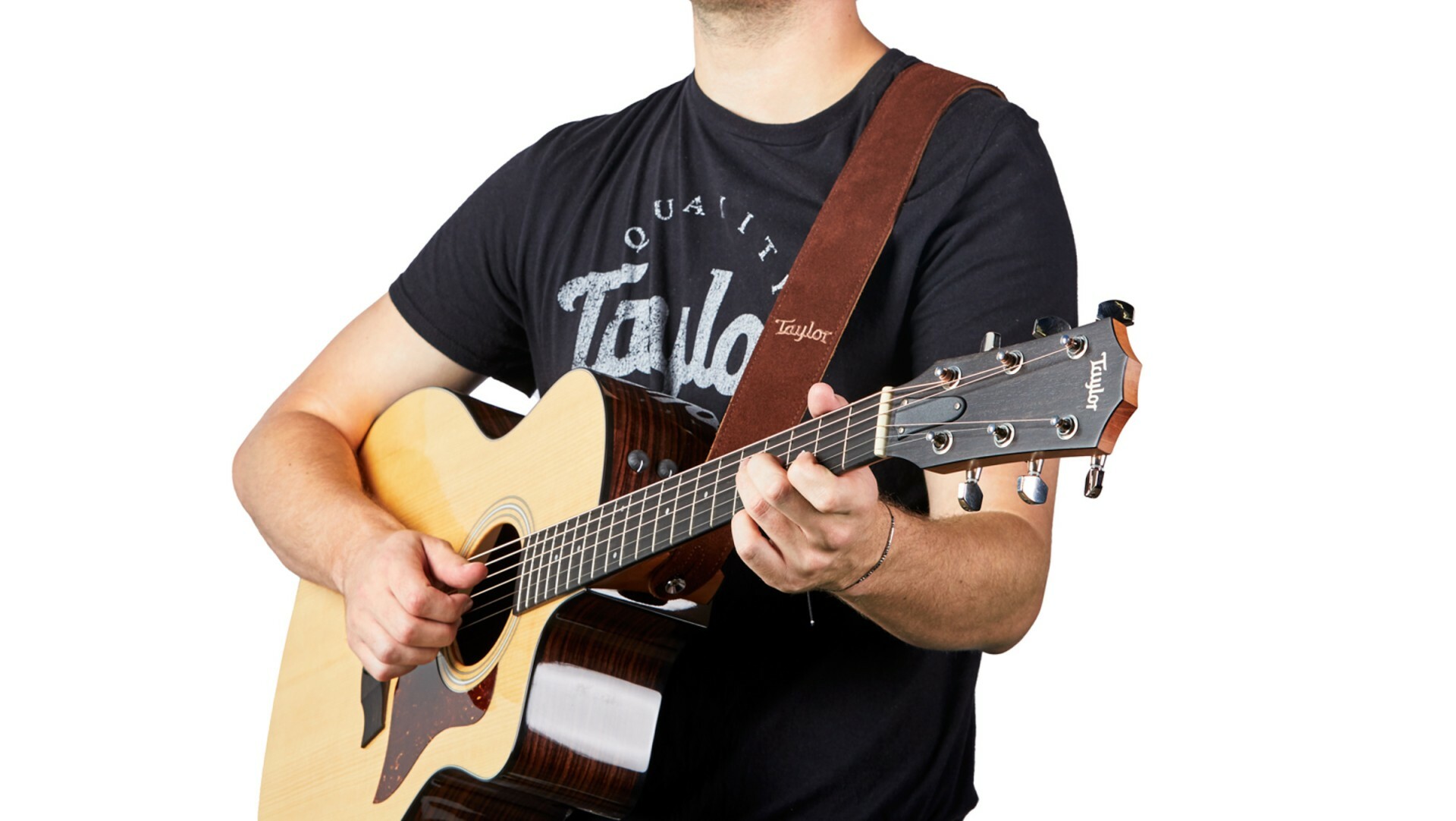 Taylor 背帶 刺繡麂皮吉他背帶 可可棕色 TS Chocolate Brown TLOP-4400-25