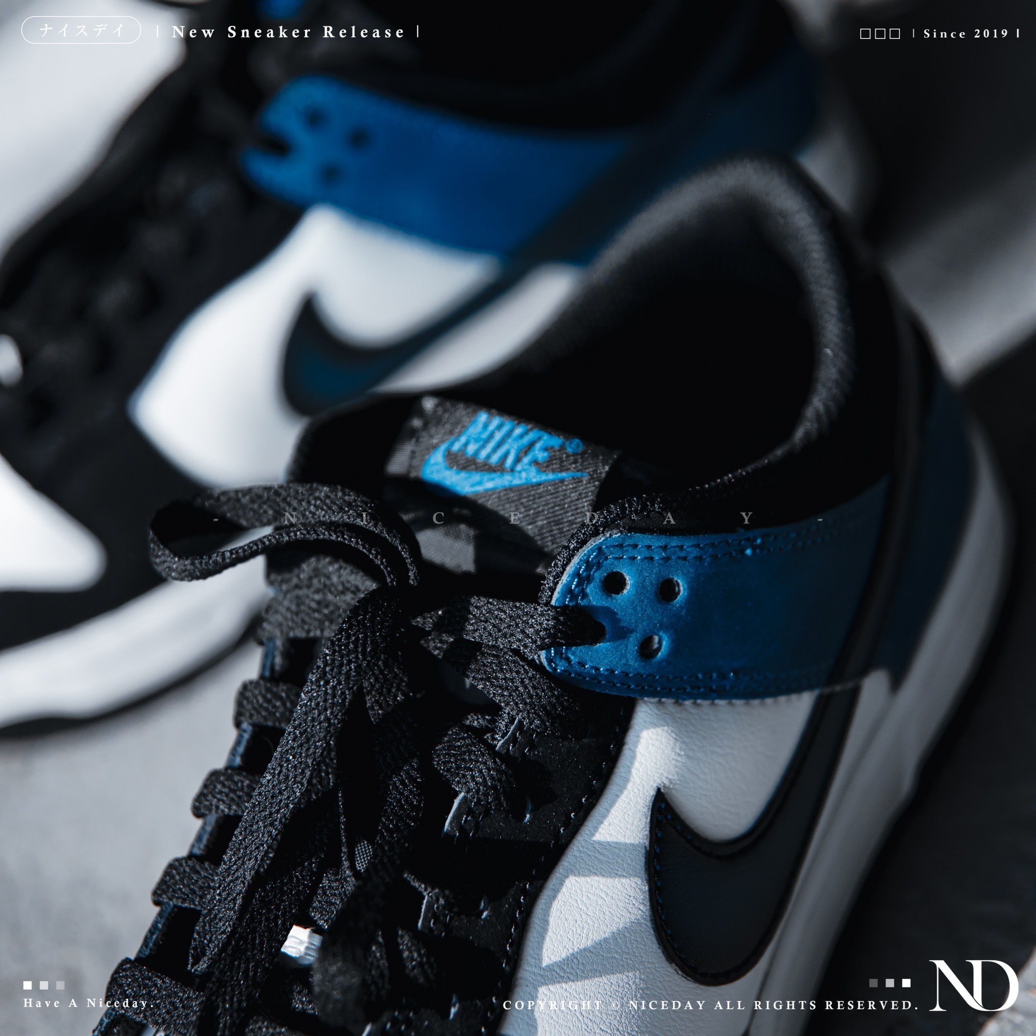 NICEDAY 現貨Nike Dunk Low Industrial Blue 噴墨閃電藍黑頭藍麂皮男