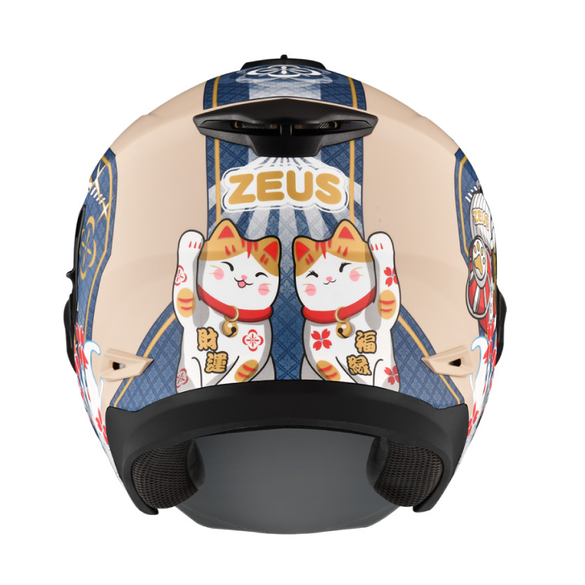 スリット入り鍋帽子(結晶✖️マスタード) 安信騎士|ZEUS 安全帽ZS-613B AJ42 招財貓彩繪半罩式雙鏡片瑞獅
