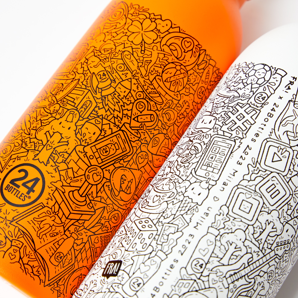 義大利 24Bottles 不鏽鋼雙層保溫瓶 500ml - 限量聯名款 FRA! 白