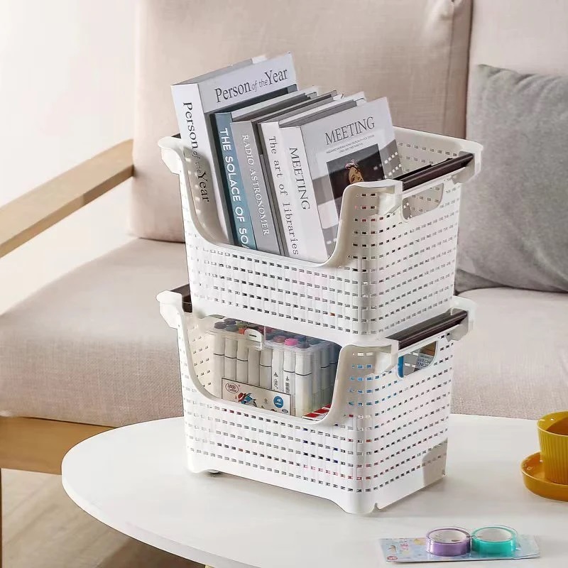 附輪堆疊式收納籃/33.1x21.7x21.5cm