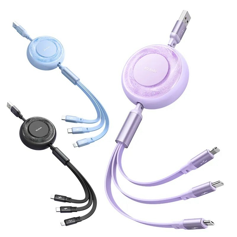 【Mcdodo麥多多】一分三伸縮收納充電線 閃充線  IPhone 充電線  安卓/TypeC適用  星河系列 三色