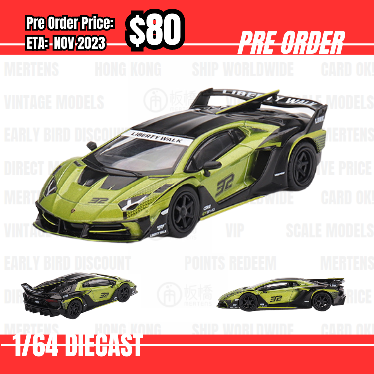 PO-$80 * Mini GT * 1:64 #605 Lamborghini LB-Silhouette WORKS Aventador GT EVO Lime RHD [17/07]