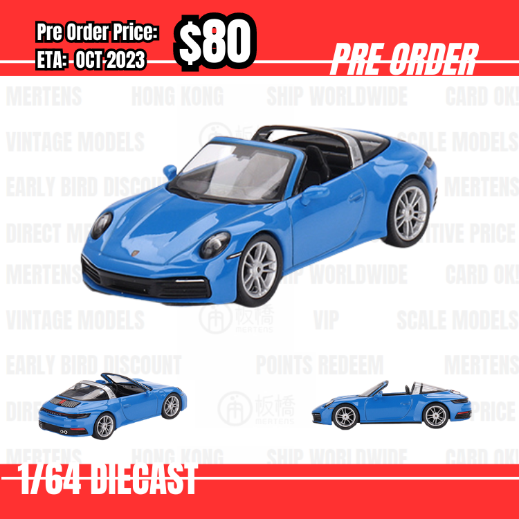 PO-$80 * Mini GT * 1:64 #610 Porsche 911 Targa 4S  Shark Blue RHD [17/07]