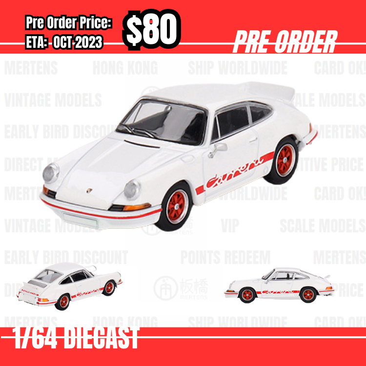 PO-$80 * Mini GT * 1:64 #612 Porsche 911 Carrera RS 2.7 Grand Prix White with Red Livery RHD [17/07]