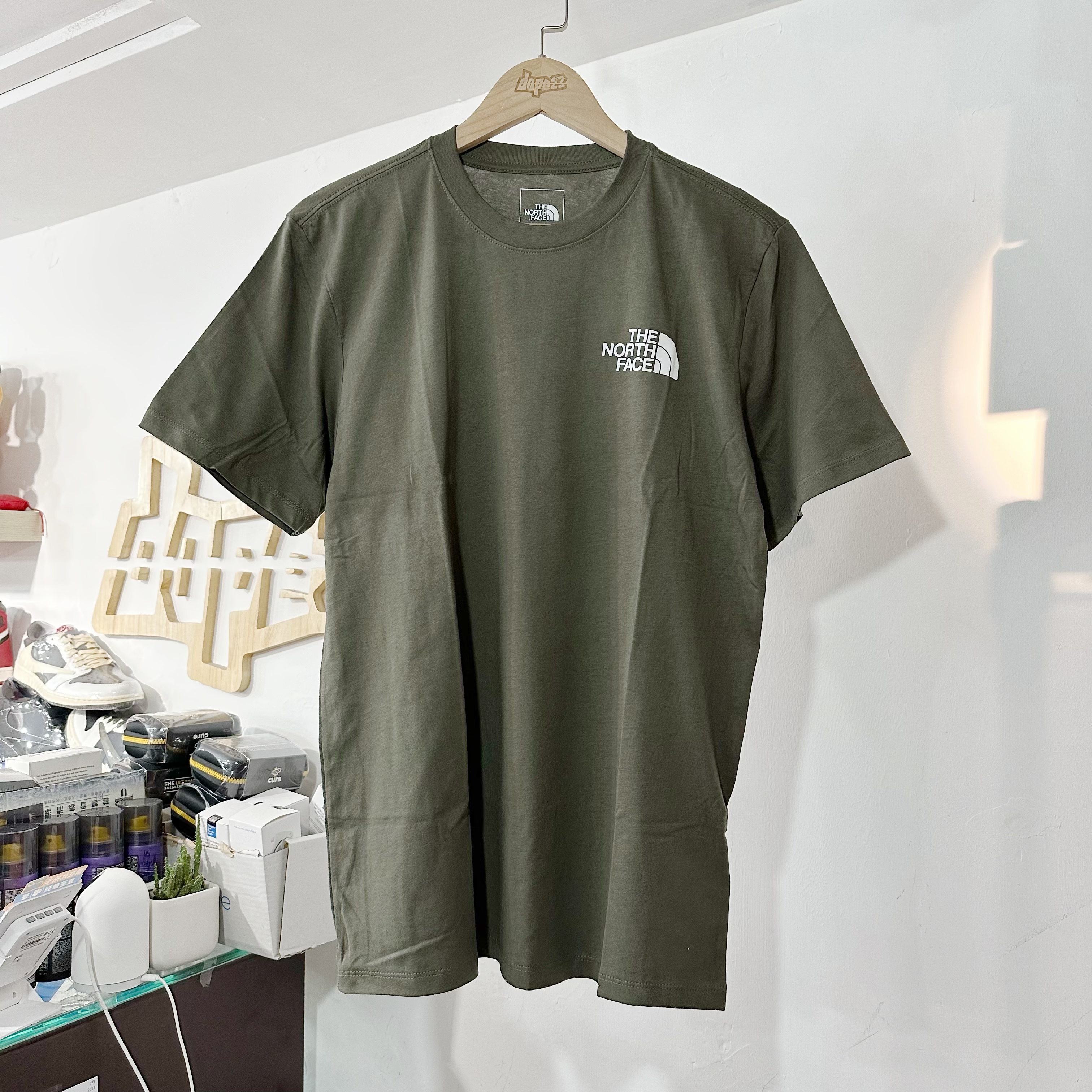 The North Face NSE Box back print logo tee olive