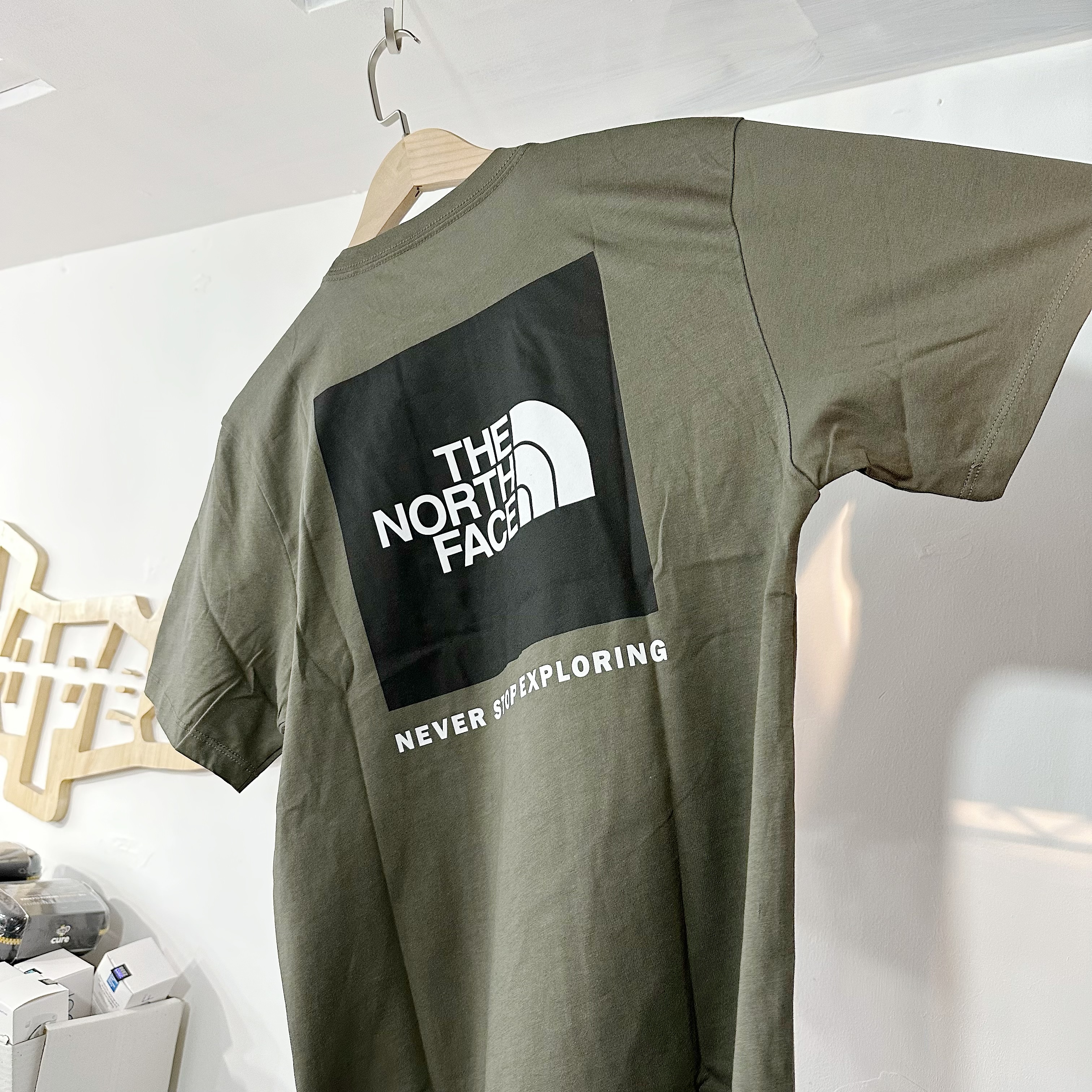 The North Face NSE Box back print logo tee olive