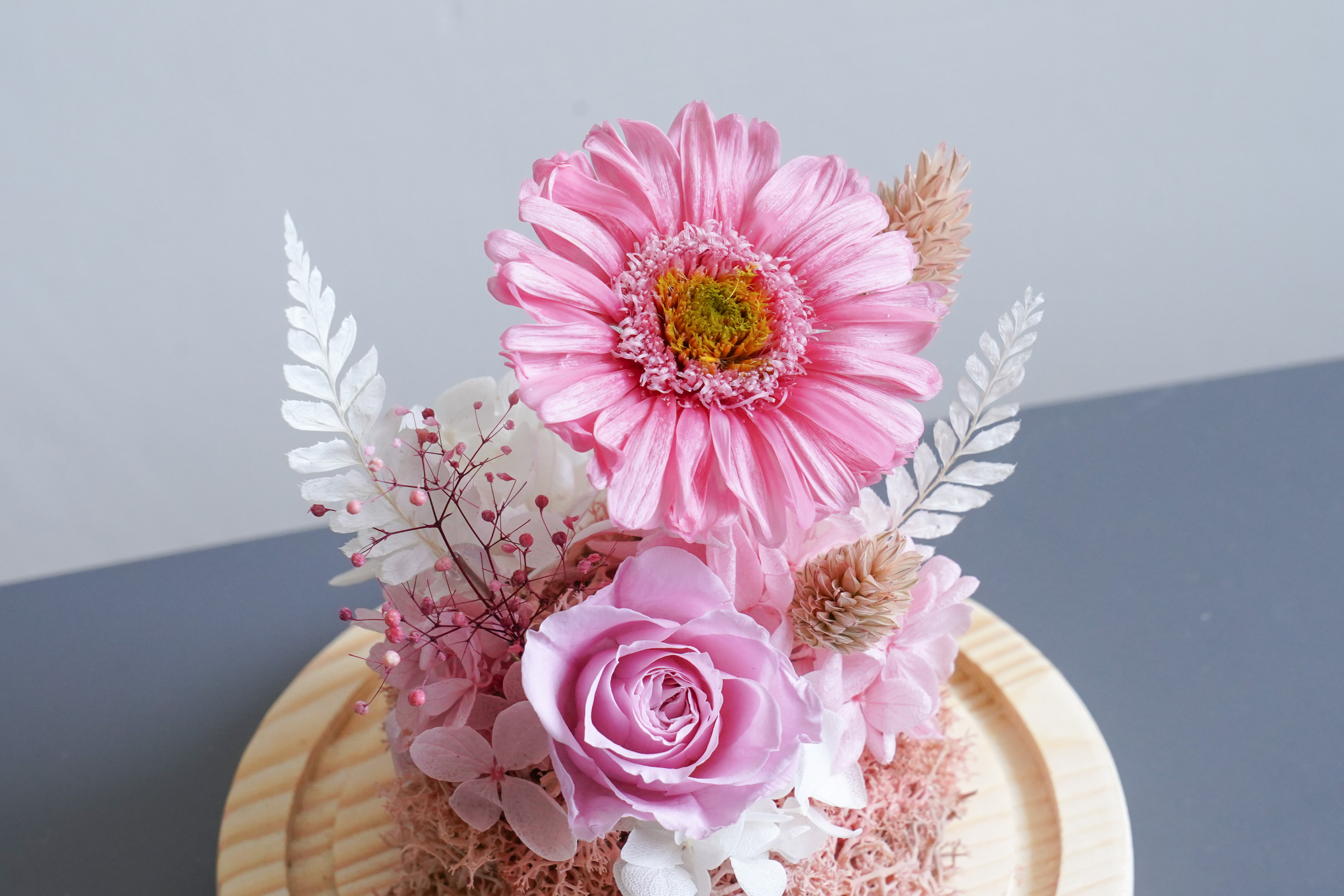 粉色向日葵玻璃罩推薦-台北喜歡生活乾燥花店