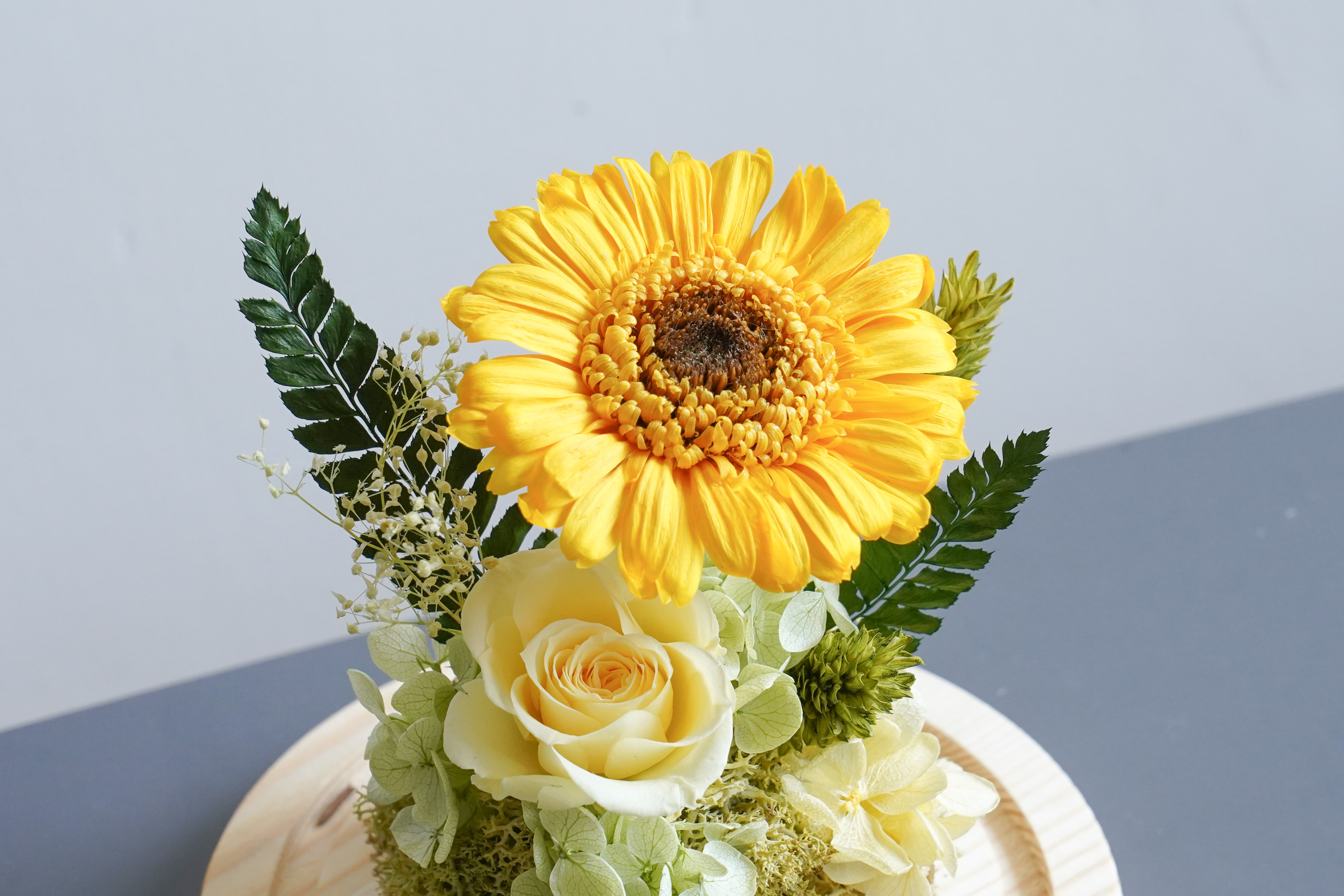 黃色向日葵,向日葵花語,台北喜歡生活乾燥花店-向日葵玻璃罩