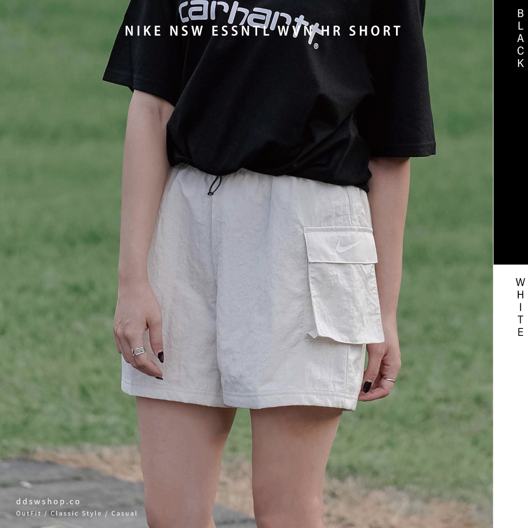 Nike NSW 短褲 女款高腰梭織短褲 抽繩 工裝口袋 黑色DM6248-010 白色DM6248-100