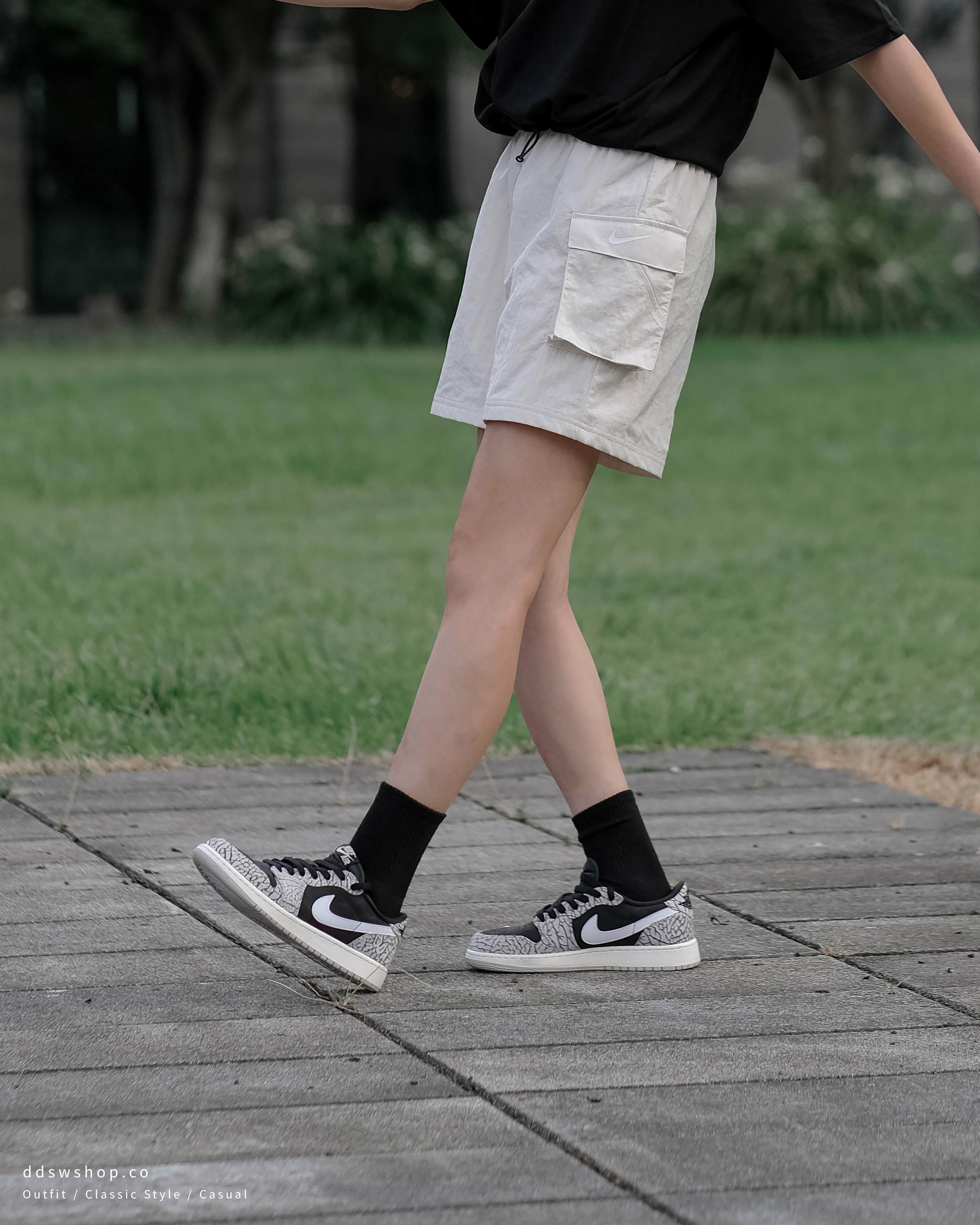 Nike NSW 短褲 女款高腰梭織短褲 抽繩 工裝口袋 黑色DM6248-010 白色DM6248-100