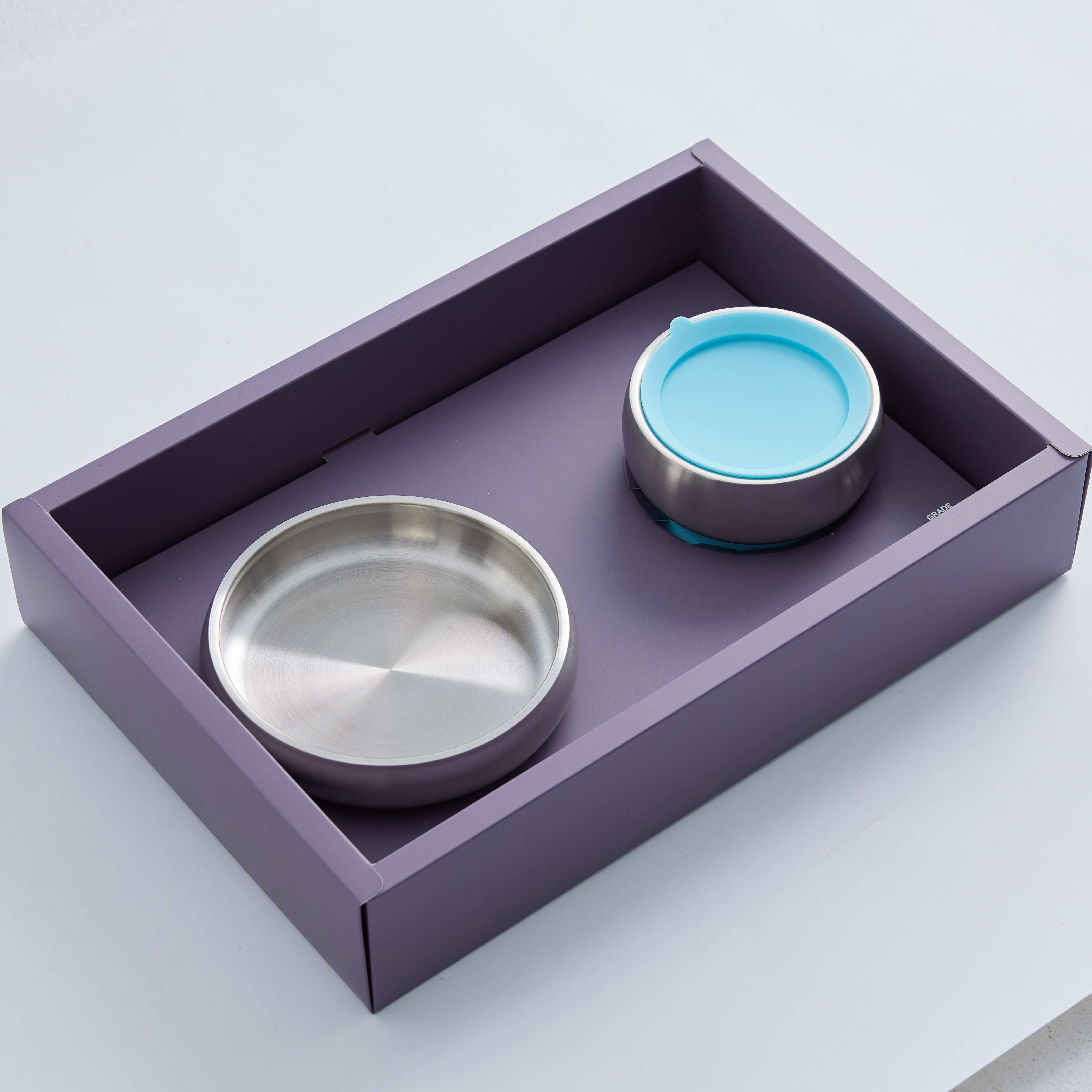 【little.b】啟蒙成長寶盒｜成長禮盒｜吸盤碗、寬口麥片碗｜316雙層不鏽鋼系列｜粉/藍