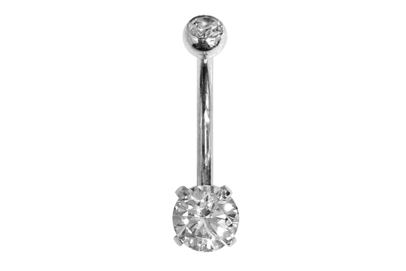 14K金經典四爪小單鑽肚環 (6 mm 鑽)