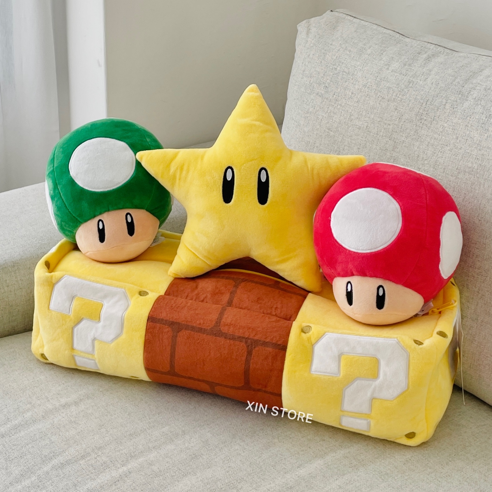 【現貨】 環球影城 Super Mario 日本限定 瑪利歐 蘑菇 超級星星 問號 磚塊 抱枕