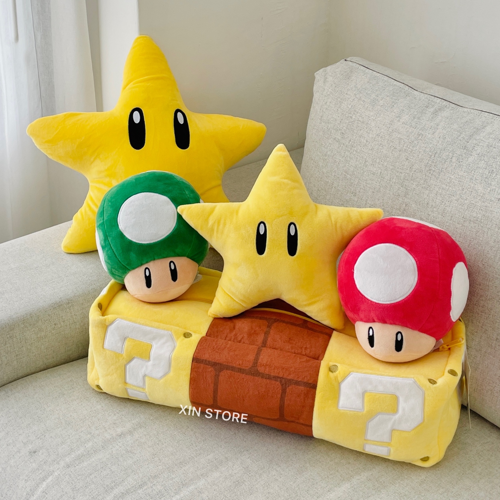 【現貨】 環球影城 Super Mario 日本限定 瑪利歐 蘑菇 超級星星 問號 磚塊 抱枕