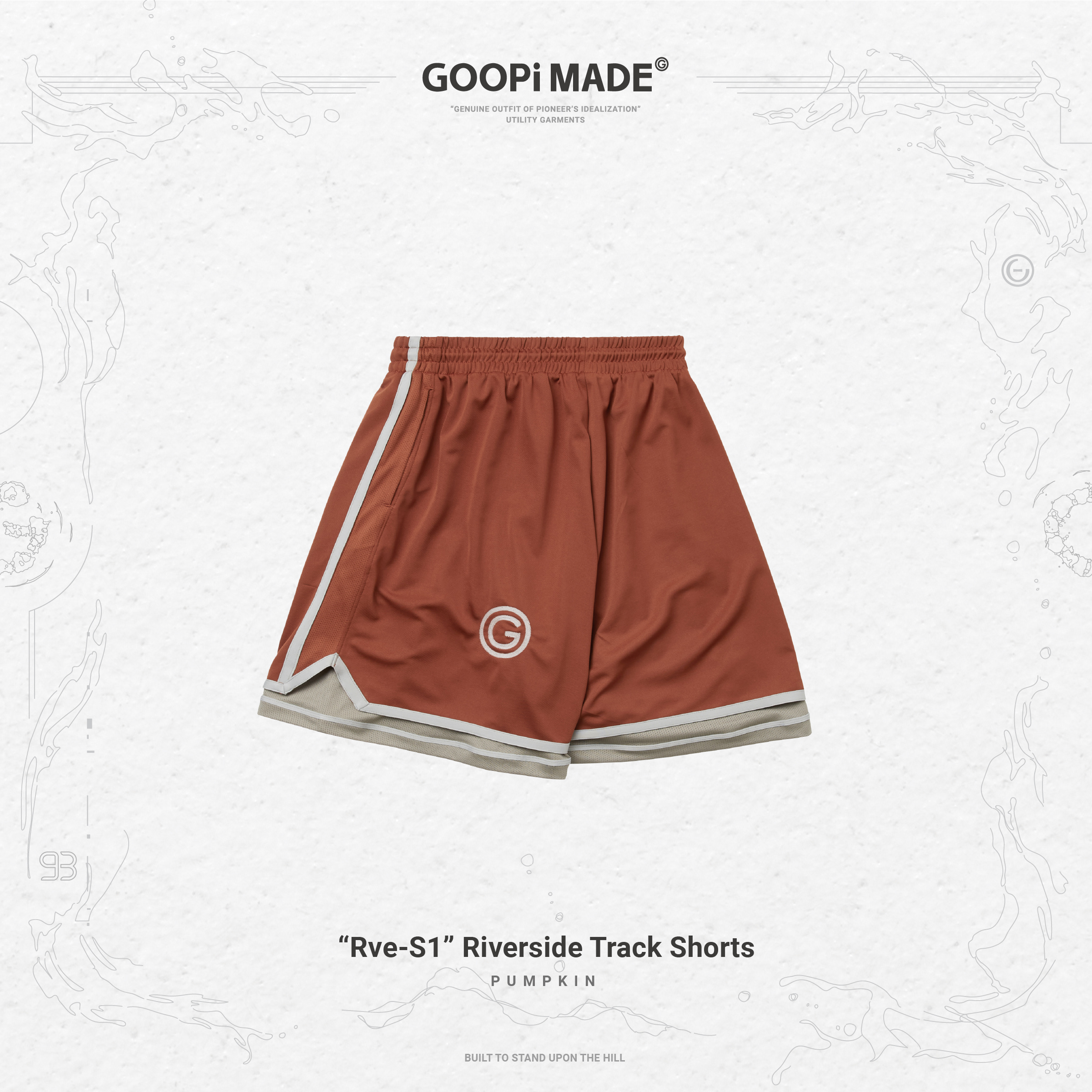 Rve-S1” Riverside Track Shorts - Pumpkin