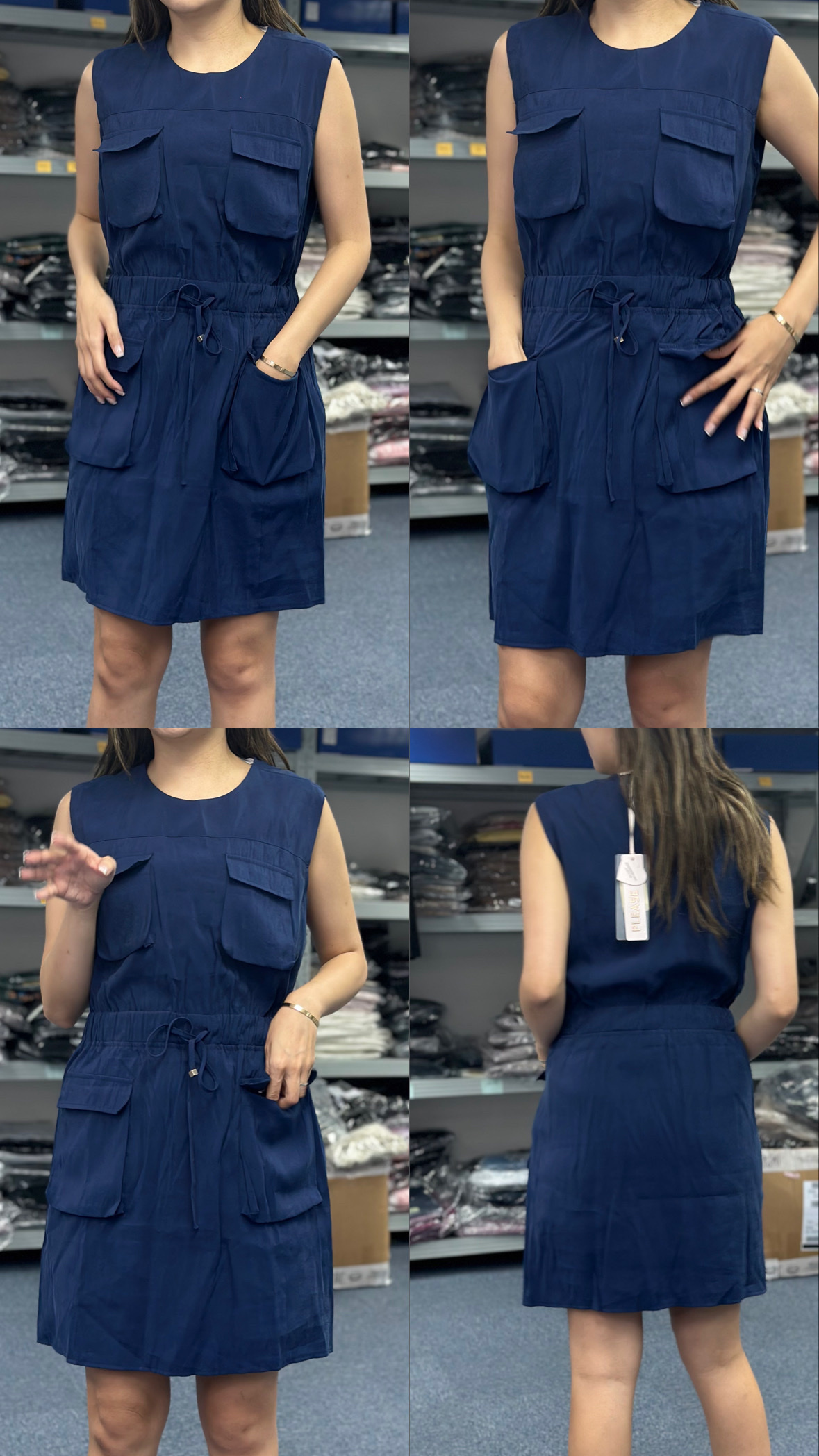 Please 藍色4袋背心裙207830 - M