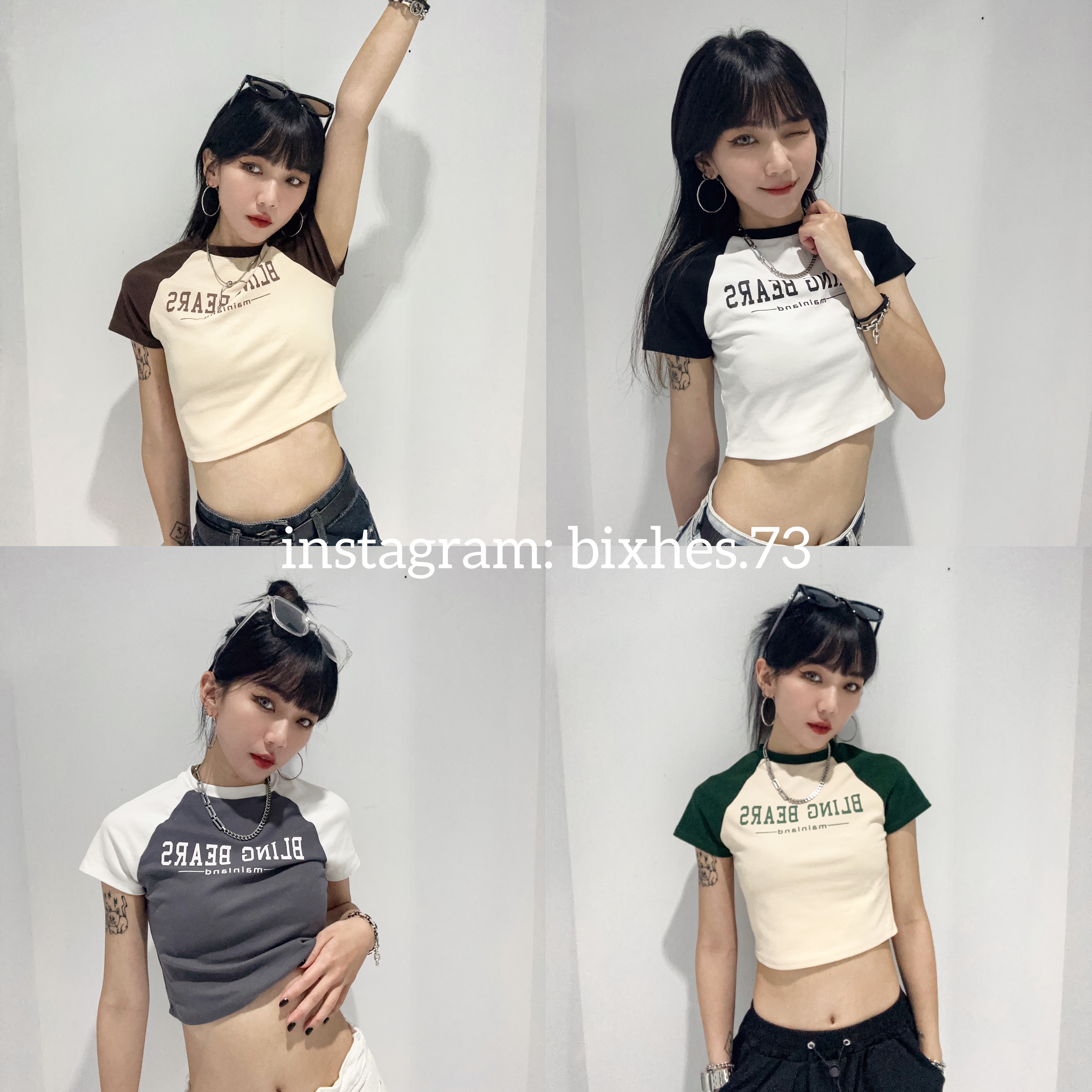 插肩彈性短版上衣(A00002)