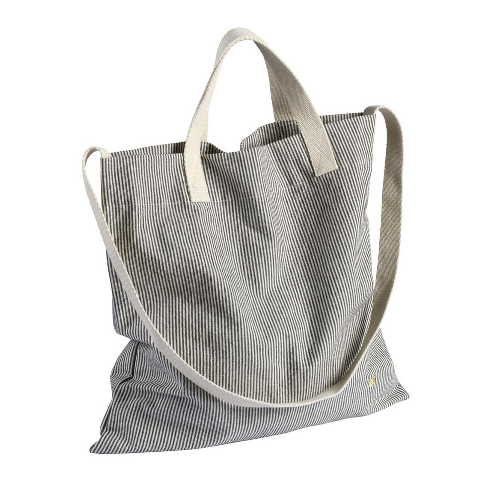 法國La cerise sur le gâteau 有機棉手提側背包-灰條紋