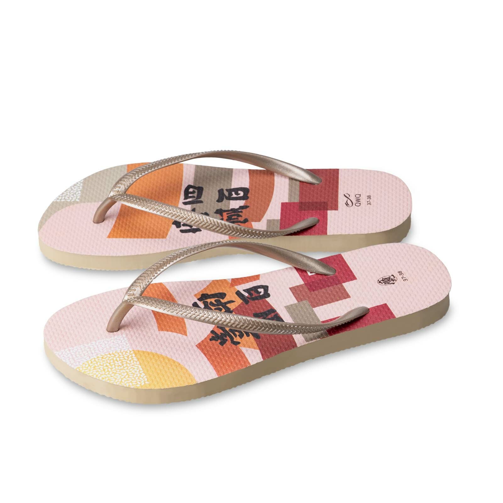 魔翻文創 臺南400 沙金 女款細帶人字夾腳拖鞋