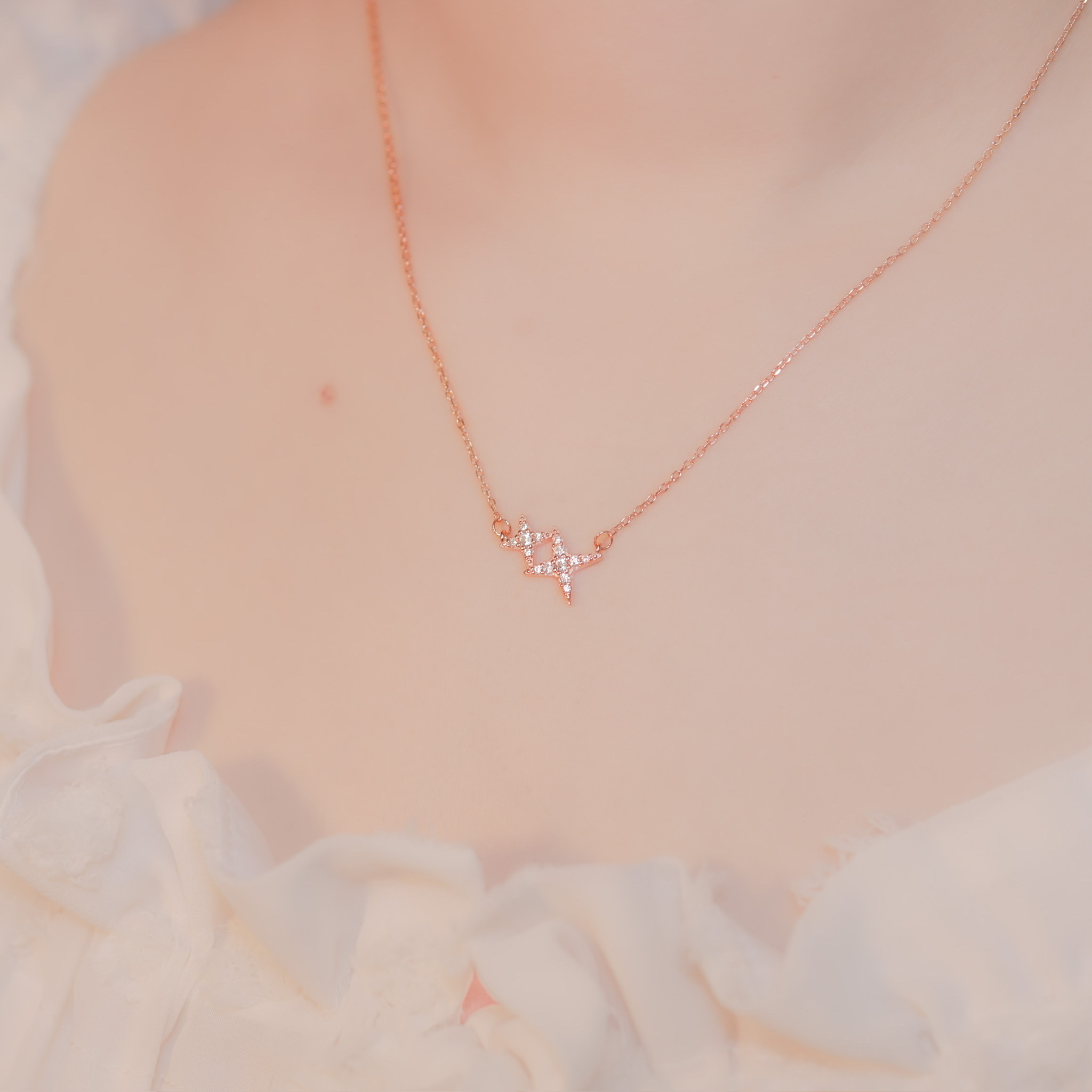 | 925純銀・白金 · 玫瑰金| 暖暖星暈項鍊（銀/玫瑰金） | NE0906 |