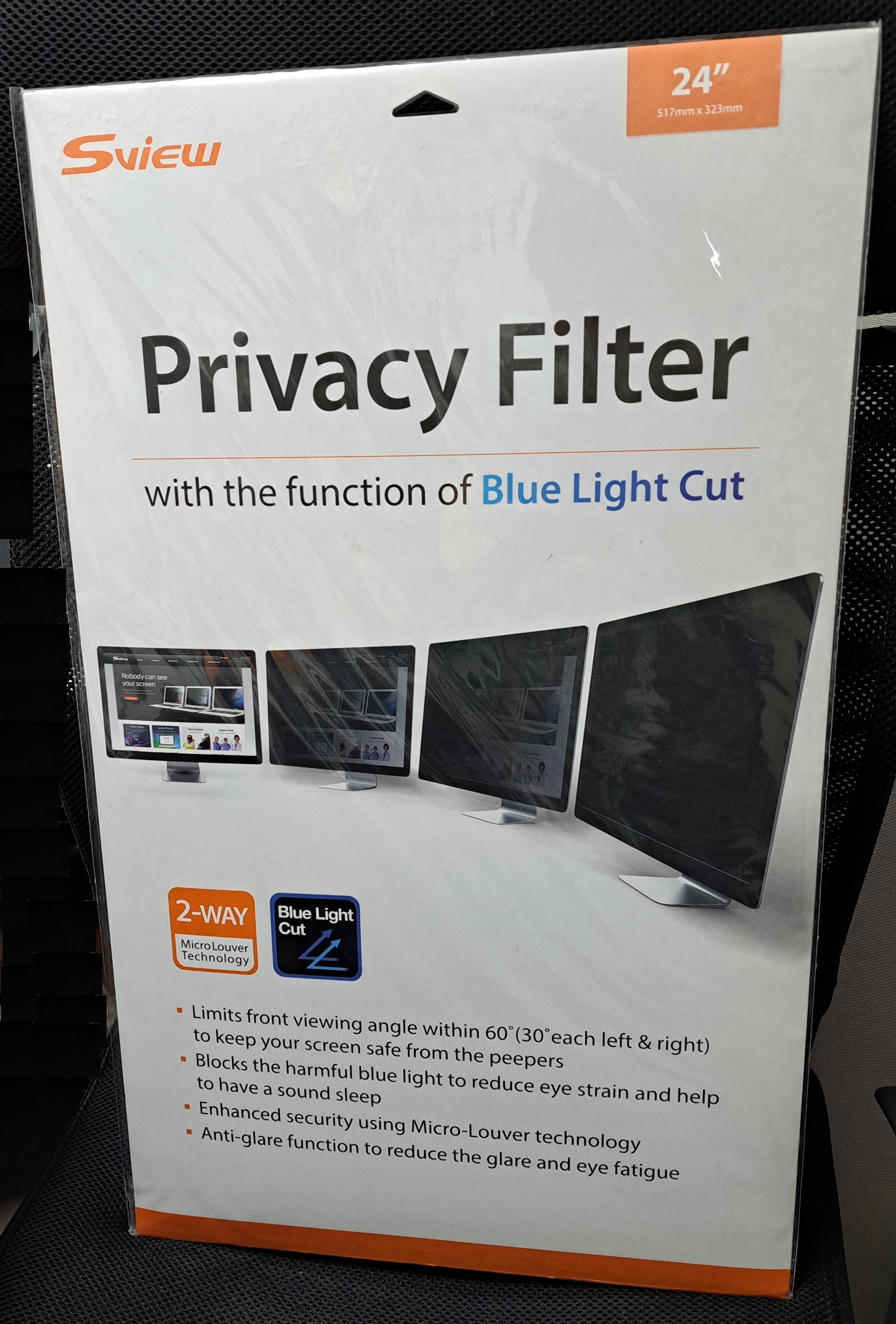 SVIEW 防藍光電腦熒幕保護片- 24吋 (517x323mm)(Part No.: SPFAG2-24) (韓國製造)<可幫忙改呎吋>