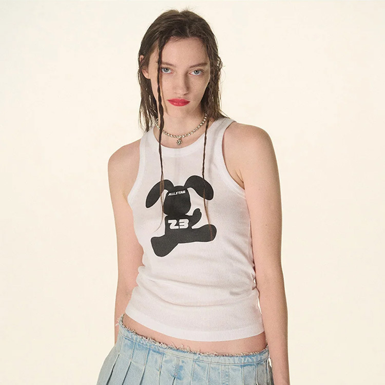 Mardi Mercredi｜賽車手兔子T恤 白/黑