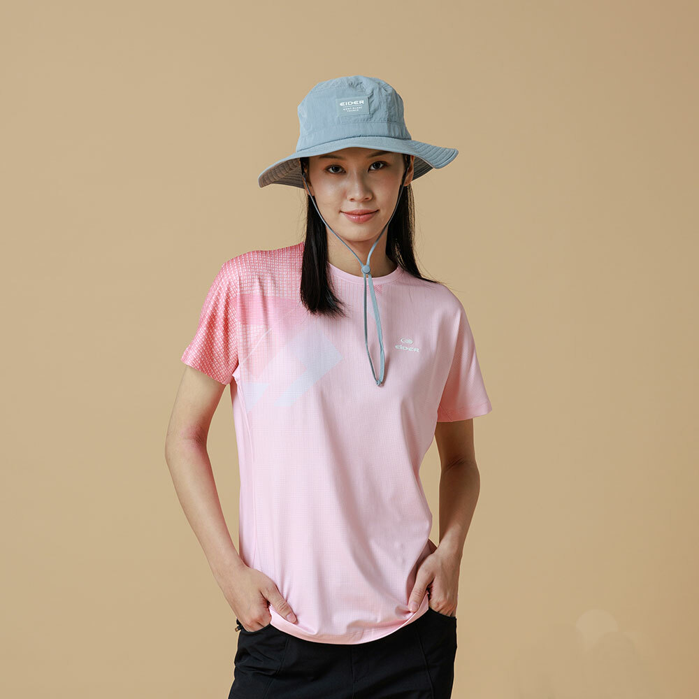 【EIDER】女透氣印花短袖圓領衫 / 22EDWM22221-[粉、藍]