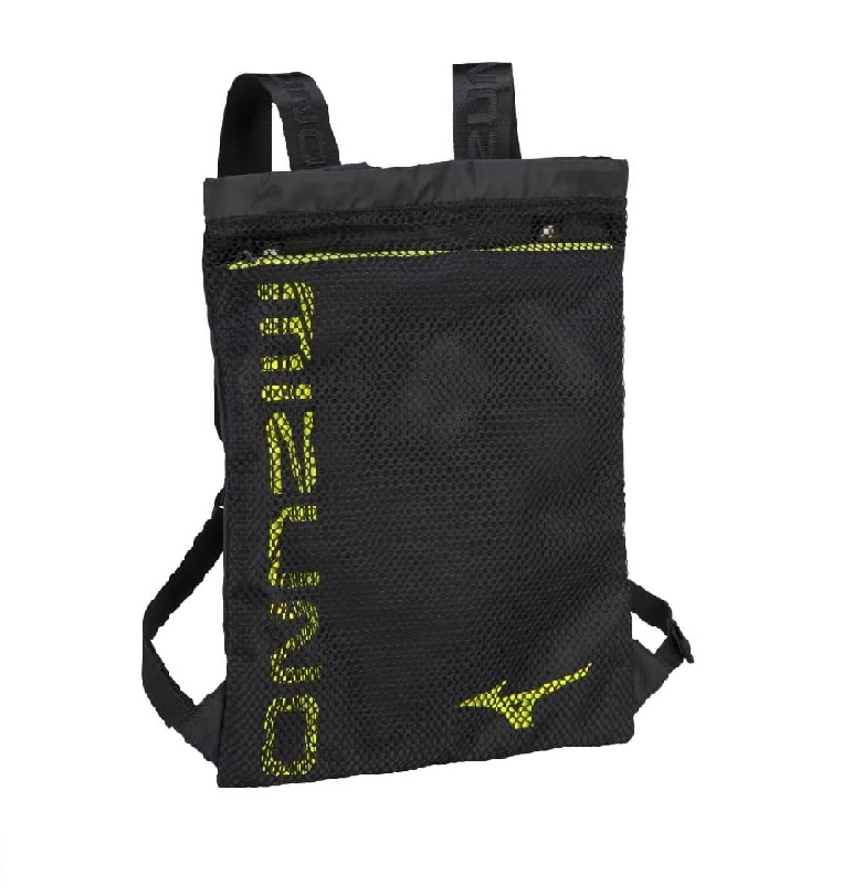 MIZUNO DRAWBAG 運動背包 黑色/黑黃色