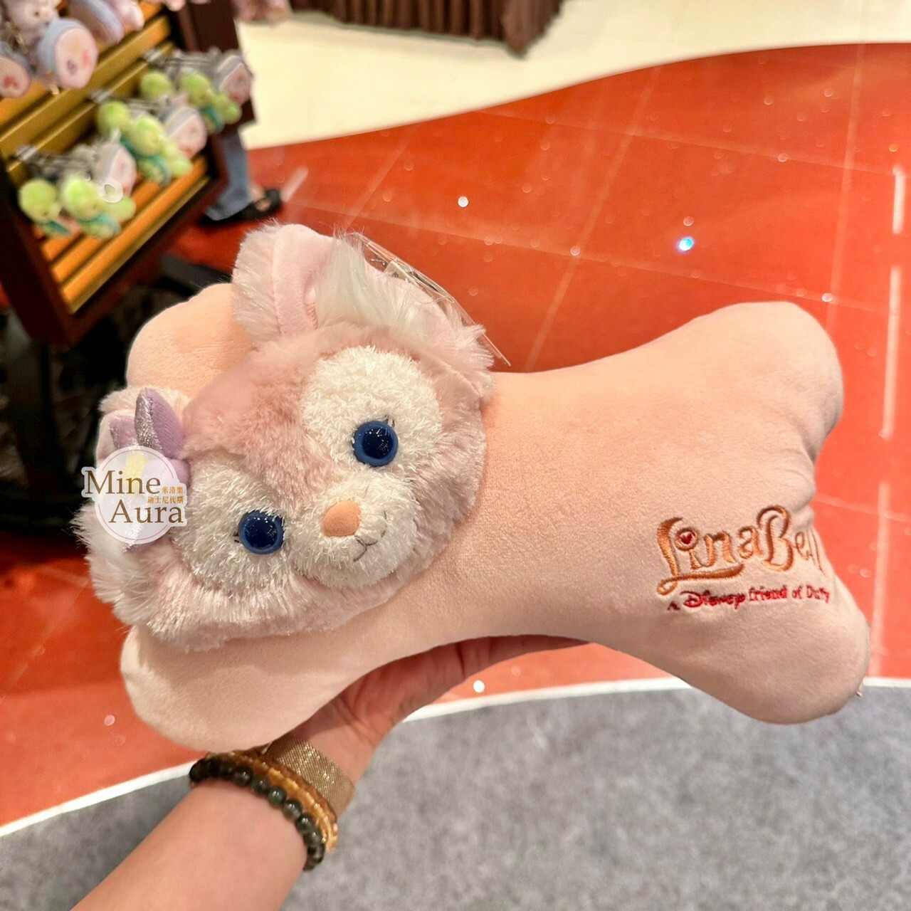 玲娜貝兒 Lina bell 絨毛大頭 骨頭造型 頸枕 汽車用品 -香港迪士尼樂園