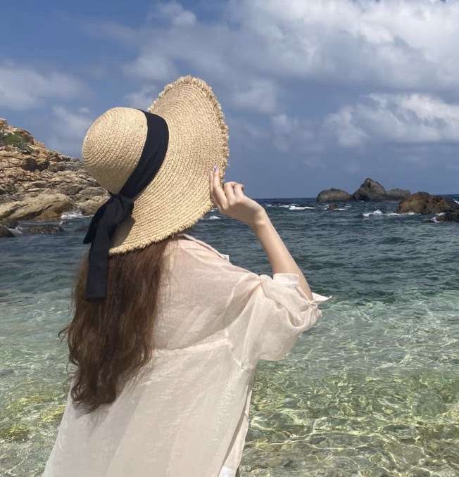 拉菲草圓頂大帽沿/三色