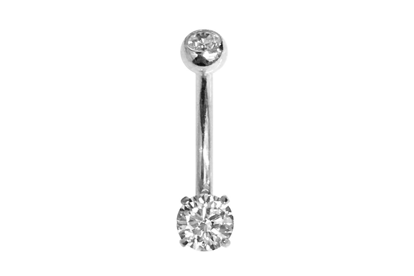 14K金經典四爪小單鑽肚環 (5 mm 鑽)