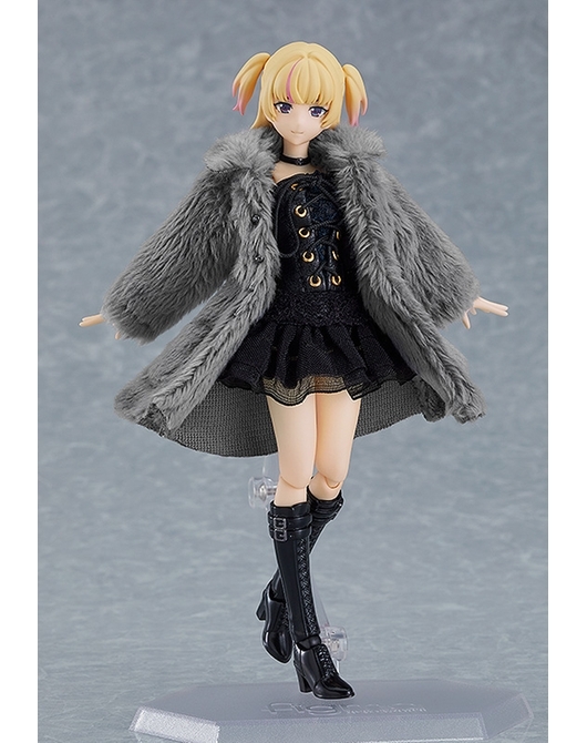 figma 女性body (Yuki) with 黑色馬甲連身裙＋毛皮大衣裝